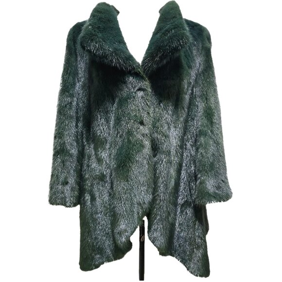 AMAZING Dark Jungle Forest Green Mink Fur Jacket Overcoat Tuxedo Fitted No Fox - Picture 1 of 6